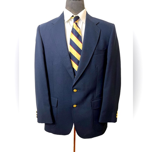 STAFFORD MENS BLAZER SIZE 43L WITH GOLD BUTTONS. - Picture 1 of 7